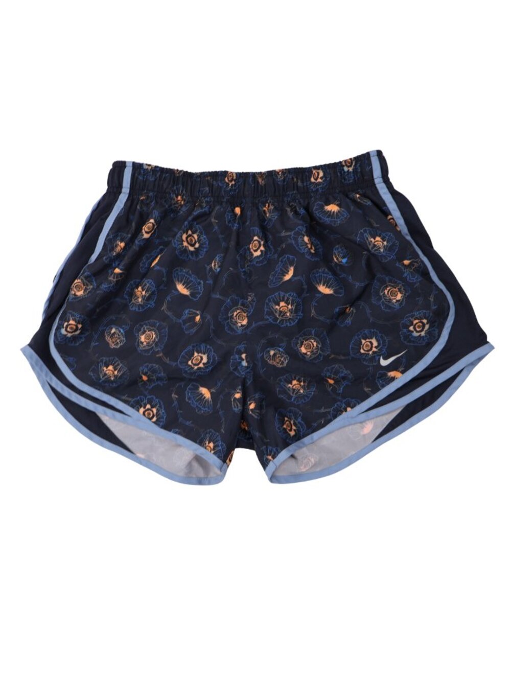 Nike Dri-FIT Floral Running Shorts Navy Blue Athletic Women's Size M - Picture 1 of 8